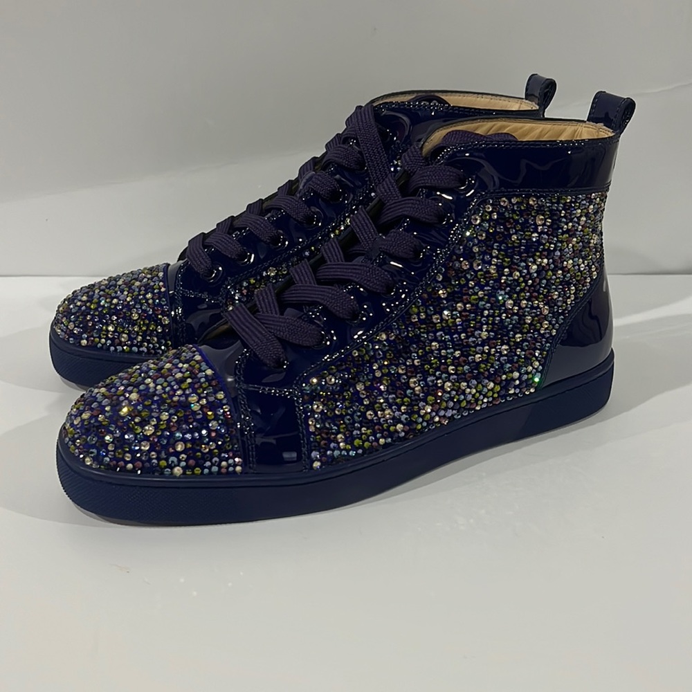 Christian LouBoutin FLAT VV/PATENT/PAVE STRASS - PURPLE POP 3160904 size 43